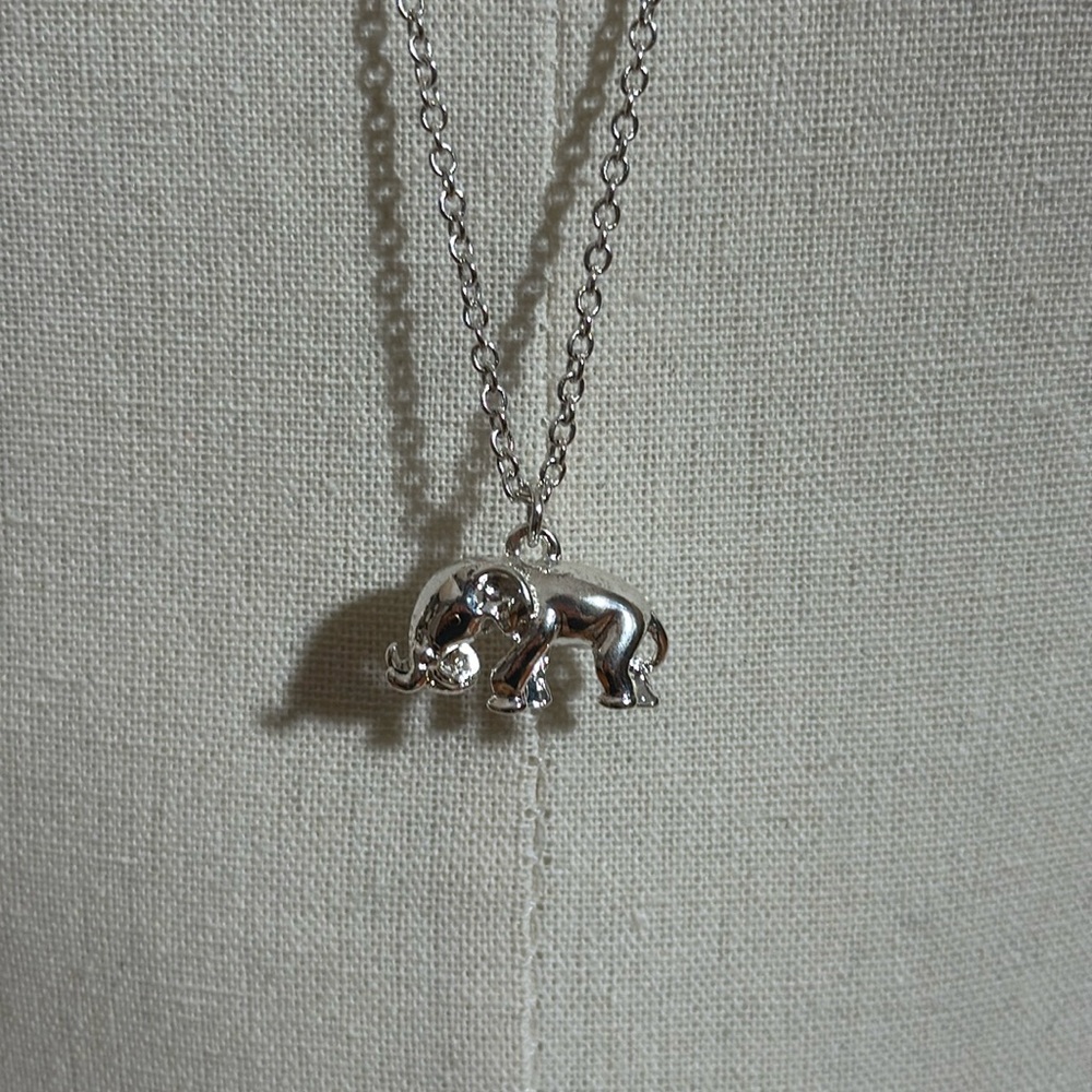 Elephant charm fashion necklace 32” long